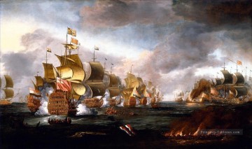 La bataille de Lowestoft 3 juin 1665 Engagement entre les flottes anglaises et néerlandaises d’Adriaen Van Diest Peinture à l'huile